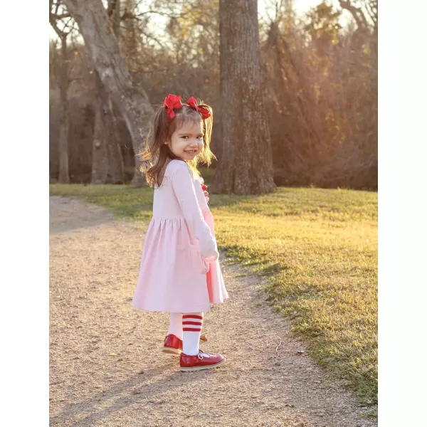 Arshiner Little Girls Dress Long Sleeve Solid Color Casual Skater Pocket Dress