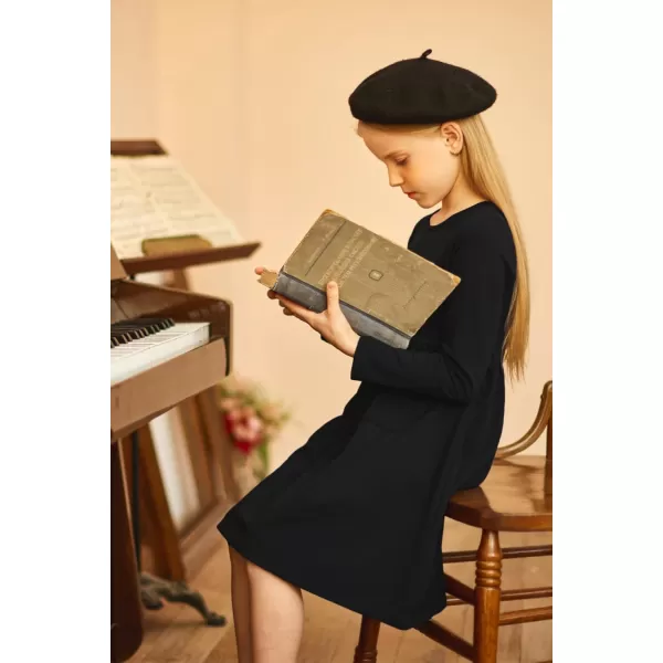 Arshiner Little Girls Dress Long Sleeve Solid Color Casual Skater Pocket Dress