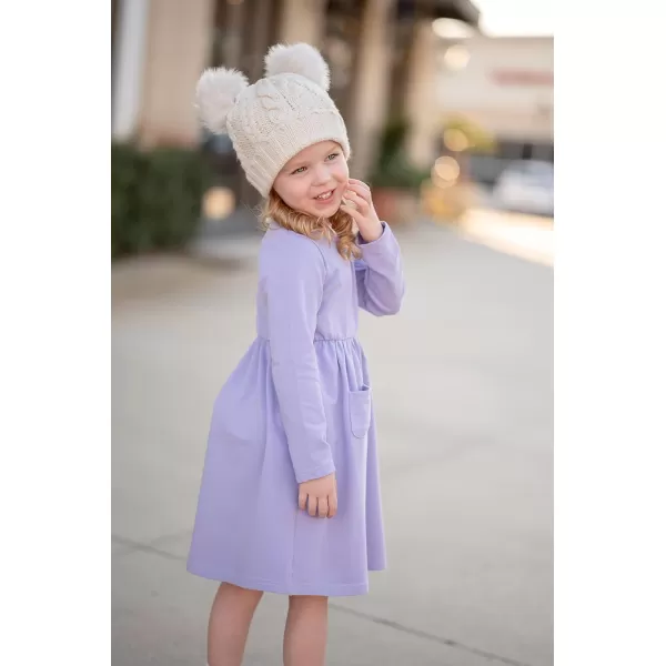 Arshiner Little Girls Dress Long Sleeve Solid Color Casual Skater Pocket Dress
