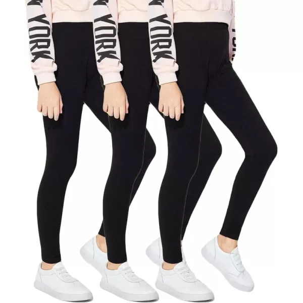 Arshiner Girl's Ankle Length Leggings 3-Pack Printing Flower Kids Classic Stretch Pants 4-14Y