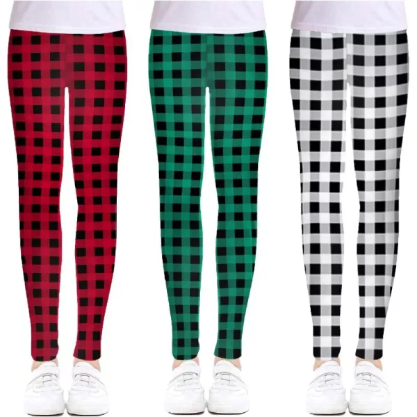 Arshiner Girl's Ankle Length Leggings 3-Pack Printing Flower Kids Classic Stretch Pants 4-14Y