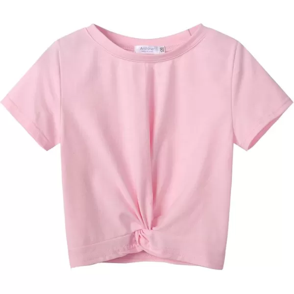 Arshiner Girls Casual Tie Dye Short-Sleeve T-Shirt Cute Print Summer Blouse for Girls Twist Front Tunic Tee Tops