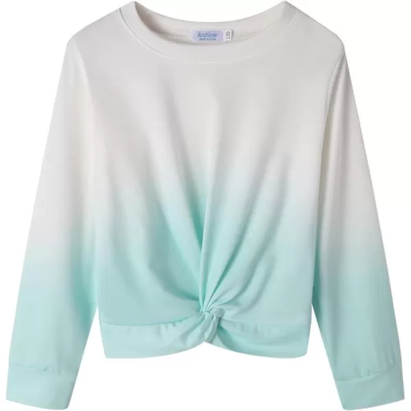 Arshiner Girls Casual Twist Front Lightweight Sweatshirt Tie Dye Printed Long Sleeve Crop Tops Pullover