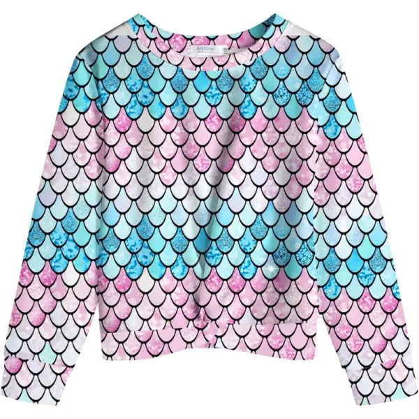 Arshiner Girls Casual Twist Front Lightweight Sweatshirt Tie Dye Printed Long Sleeve Crop Tops Pullover