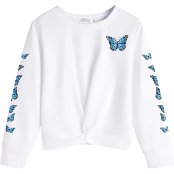 Arshiner Girls Casual Twist Front Lightweight Sweatshirt Tie Dye Printed Long Sleeve Crop Tops Pullover