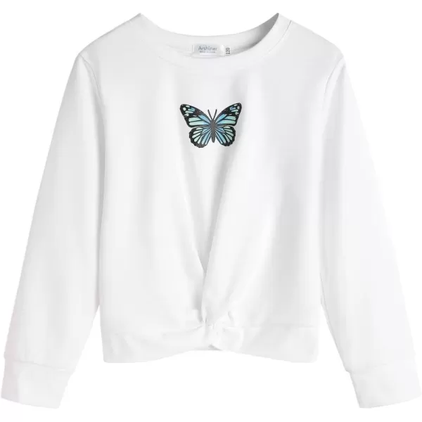 Arshiner Girls Casual Twist Front Lightweight Sweatshirt Tie Dye Printed Long Sleeve Crop Tops Pullover