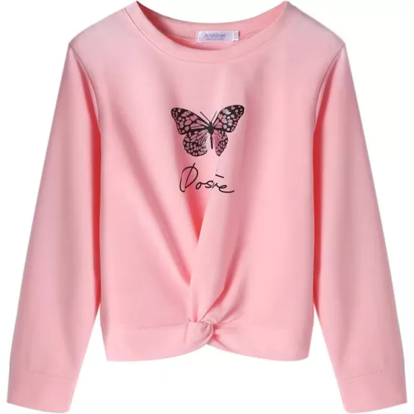 Arshiner Girls Casual Twist Front Lightweight Sweatshirt Tie Dye Printed Long Sleeve Crop Tops Pullover