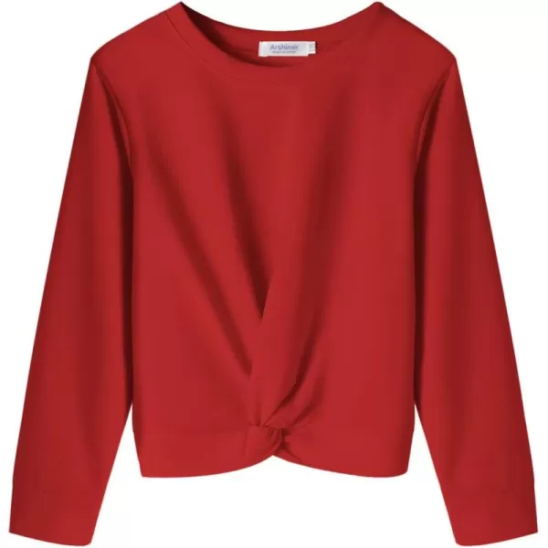 Arshiner Girls Casual Twist Front Lightweight Sweatshirt Tie Dye Printed Long Sleeve Crop Tops Pullover