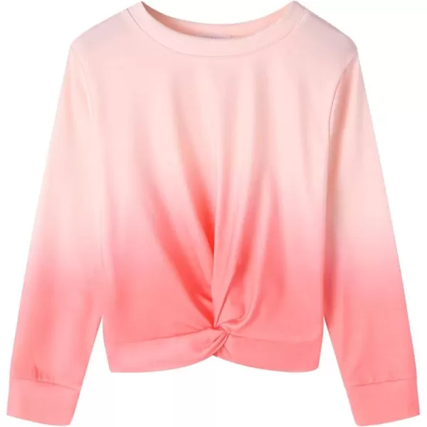 Arshiner Girls Casual Twist Front Lightweight Sweatshirt Tie Dye Printed Long Sleeve Crop Tops Pullover
