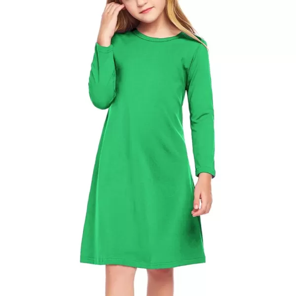 Arshiner Girls Dress Kids Long Sleeve Solid Color Casual T-Shirt Dress