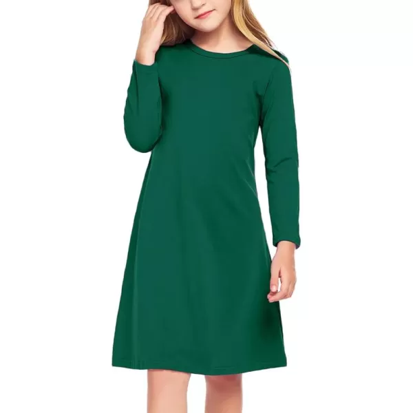 Arshiner Girls Dress Kids Long Sleeve Solid Color Casual T-Shirt Dress