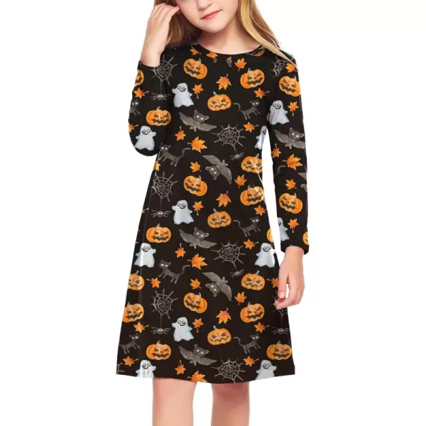 Arshiner Girls Dress Kids Long Sleeve Solid Color Casual T-Shirt Dress