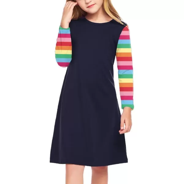 Arshiner Girls Dress Kids Long Sleeve Solid Color Casual T-Shirt Dress
