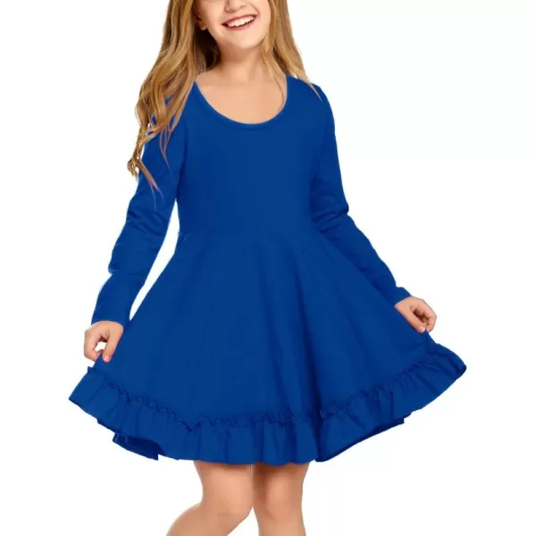 Arshiner Girls Dress Long Sleeve A Line Twirly Skater Loose Casual/Party Dresses with Pocket