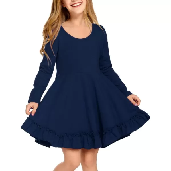 Arshiner Girls Dress Long Sleeve A Line Twirly Skater Loose Casual/Party Dresses with Pocket