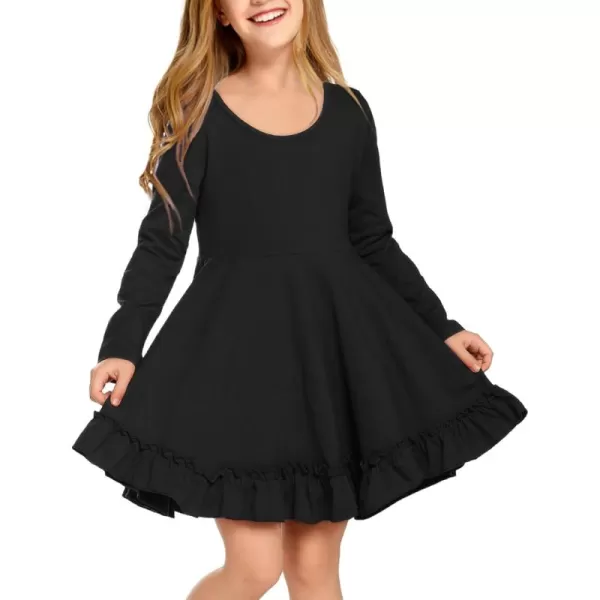 Arshiner Girls Dress Long Sleeve A Line Twirly Skater Loose Casual/Party Dresses with Pocket
