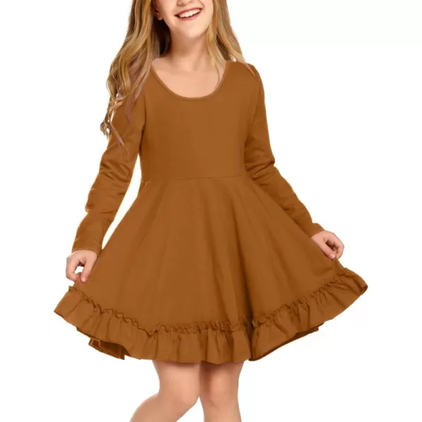 Arshiner Girls Dress Long Sleeve A Line Twirly Skater Loose Casual/Party Dresses with Pocket