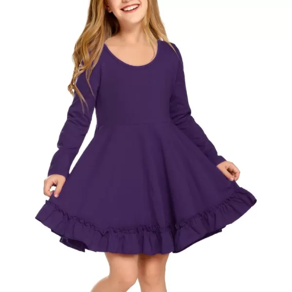 Arshiner Girls Dress Long Sleeve A Line Twirly Skater Loose Casual/Party Dresses with Pocket