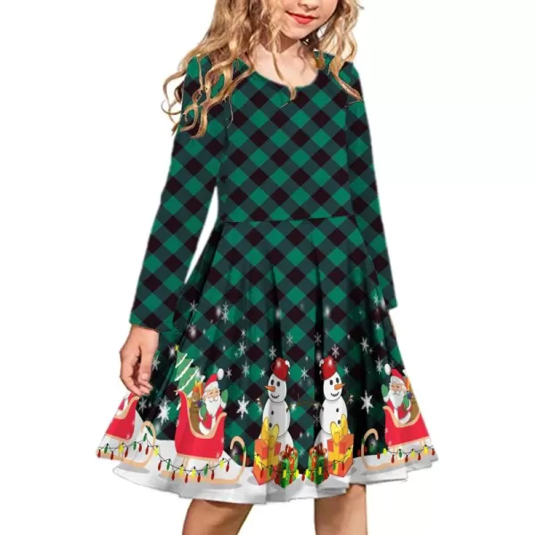 Arshiner Girls Long Sleeve Stretchy Dress A line Twirly Skater School Party Dress