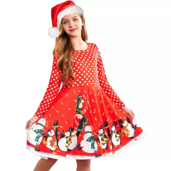 Arshiner Girls Long Sleeve Stretchy Dress A line Twirly Skater School Party Dress