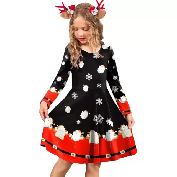 Arshiner Girls Long Sleeve Stretchy Dress A line Twirly Skater School Party Dress