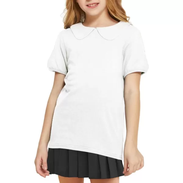 Arshiner Girls Long/Short Sleeve Tops Basic Peter Pan Collar T-Shirts Soft Blouses Tees