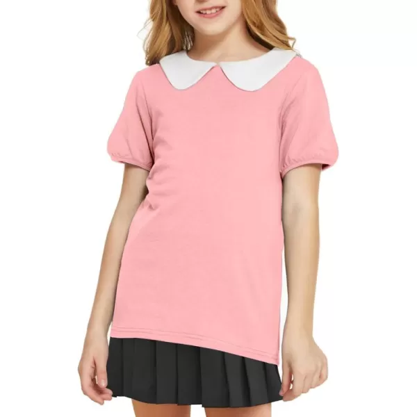 Arshiner Girls Long/Short Sleeve Tops Basic Peter Pan Collar T-Shirts Soft Blouses Tees