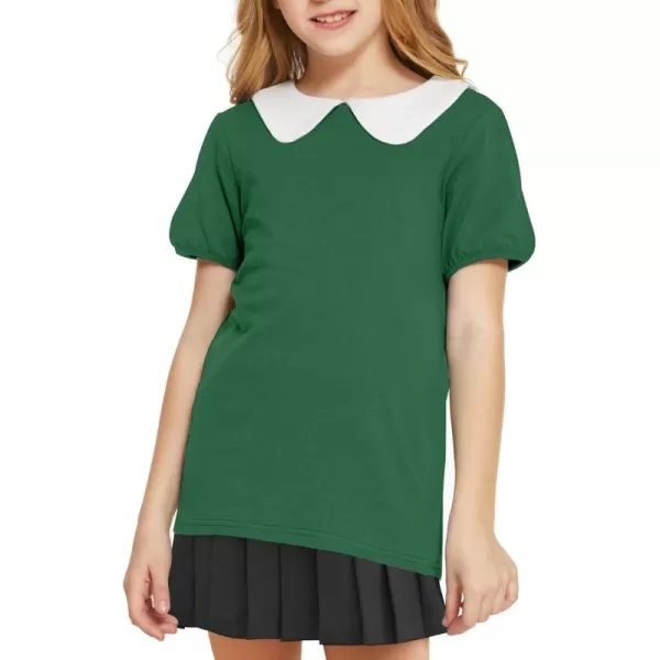 Arshiner Girls Long/Short Sleeve Tops Basic Peter Pan Collar T-Shirts Soft Blouses Tees