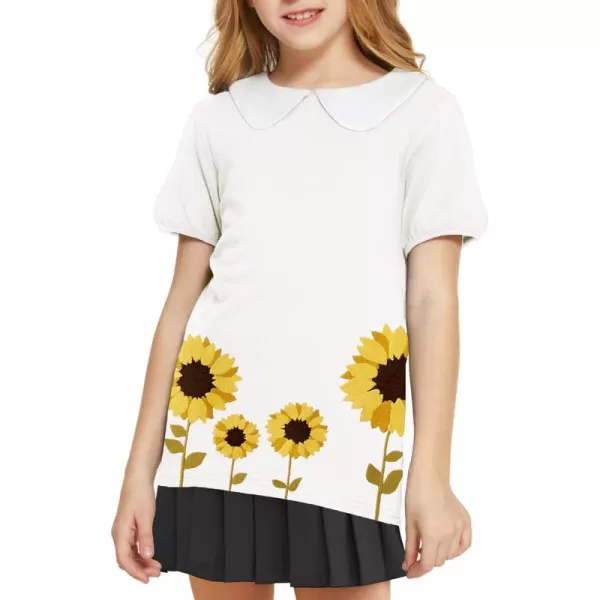 Arshiner Girls Long/Short Sleeve Tops Basic Peter Pan Collar T-Shirts Soft Blouses Tees