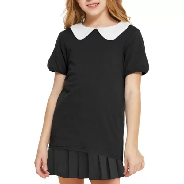 Arshiner Girls Long/Short Sleeve Tops Basic Peter Pan Collar T-Shirts Soft Blouses Tees
