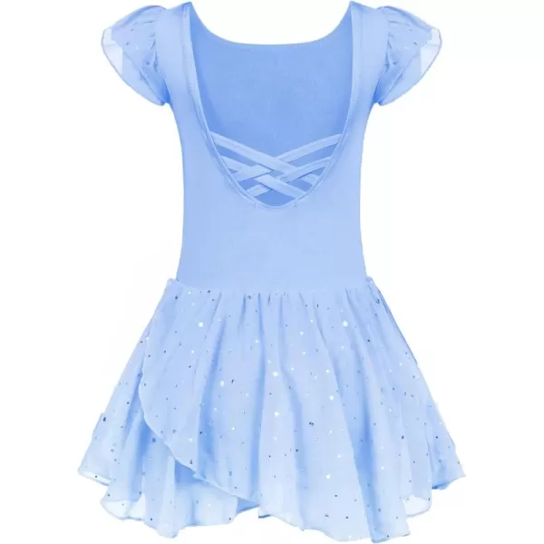 Arshiner Girls Ruffle Sleeve Ballet Dance Dress Tutu Skirted Leotard