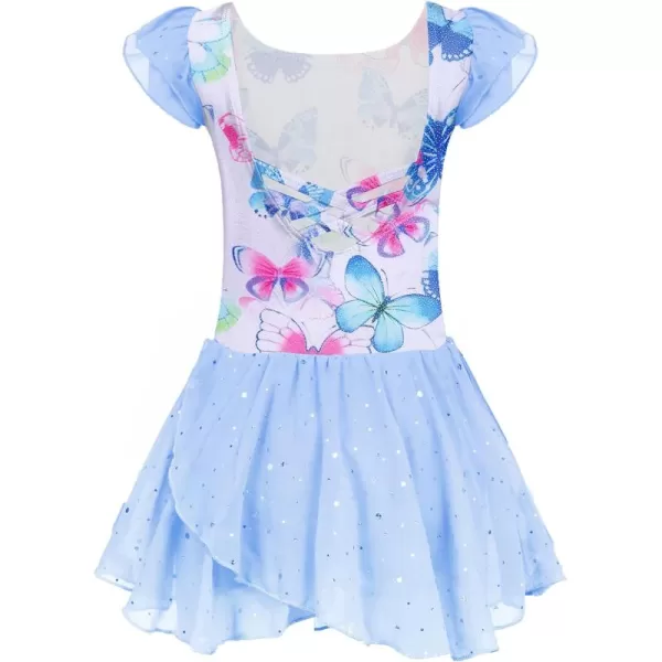 Arshiner Girls Ruffle Sleeve Ballet Dance Dress Tutu Skirted Leotard