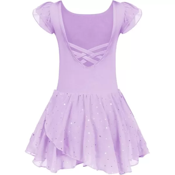 Arshiner Girls Ruffle Sleeve Ballet Dance Dress Tutu Skirted Leotard