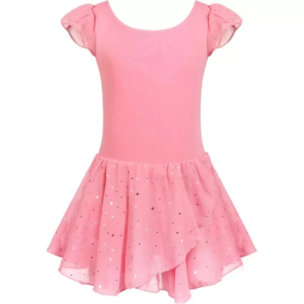 Arshiner Girls Ruffle Sleeve Ballet Dance Dress Tutu Skirted Leotard