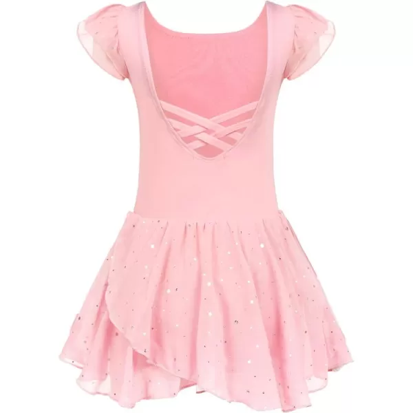 Arshiner Girls Ruffle Sleeve Ballet Dance Dress Tutu Skirted Leotard