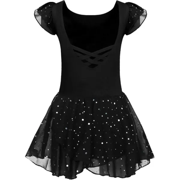 Arshiner Girls Ruffle Sleeve Ballet Dance Dress Tutu Skirted Leotard