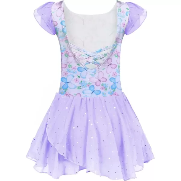 Arshiner Girls Ruffle Sleeve Ballet Dance Dress Tutu Skirted Leotard