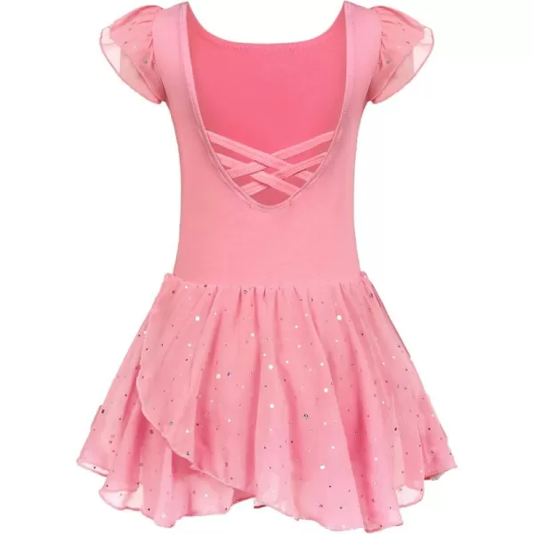 Arshiner Girls Ruffle Sleeve Ballet Dance Dress Tutu Skirted Leotard
