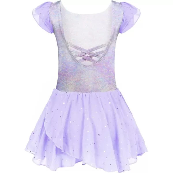 Arshiner Girls Ruffle Sleeve Ballet Dance Dress Tutu Skirted Leotard