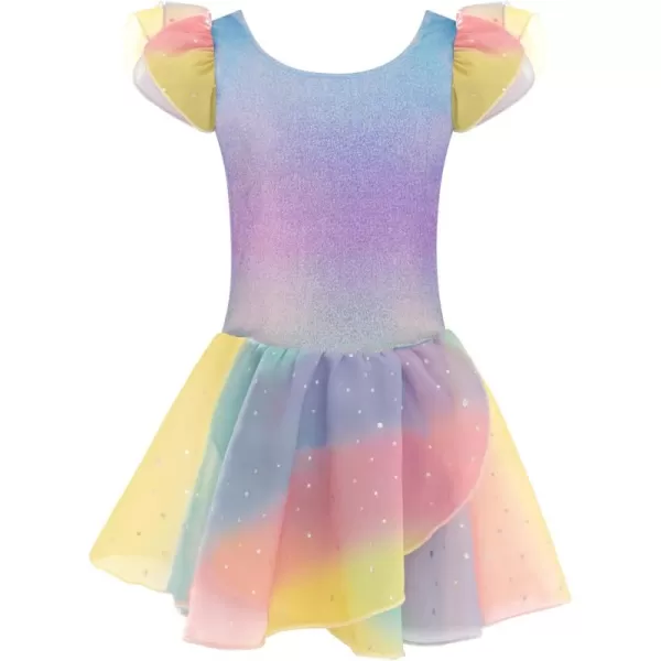 Arshiner Girls Ruffle Sleeve Ballet Dance Dress Tutu Skirted Leotard