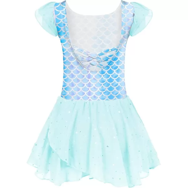 Arshiner Girls Ruffle Sleeve Ballet Dance Dress Tutu Skirted Leotard