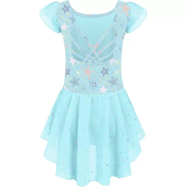 Arshiner Girls Shiny Ruffle Sleeve Ballet Leotard with Skirt Criss-Cross Back Dance Dresses