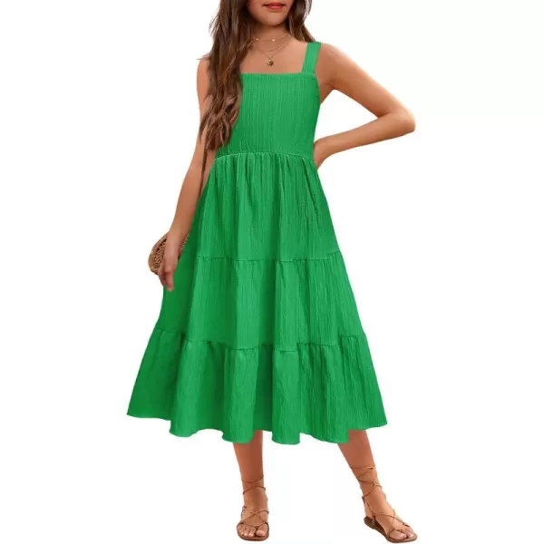 Arshiner Girl's Sundresses Summer Boho Strap Tiered Cami Maxi Dresses with Pockets