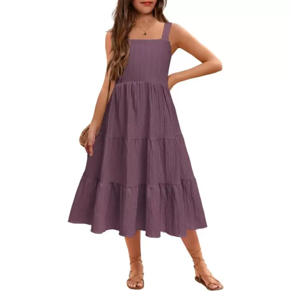 Arshiner Girl's Sundresses Summer Boho Strap Tiered Cami Maxi Dresses with Pockets