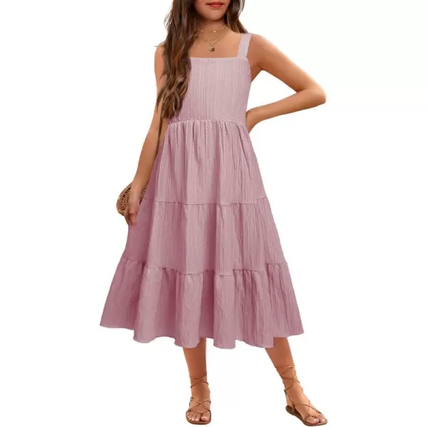 Arshiner Girl's Sundresses Summer Boho Strap Tiered Cami Maxi Dresses with Pockets