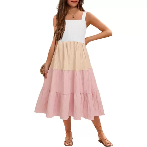 Arshiner Girl's Sundresses Summer Boho Strap Tiered Cami Maxi Dresses with Pockets