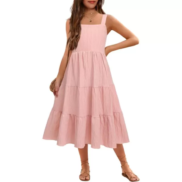 Arshiner Girl's Sundresses Summer Boho Strap Tiered Cami Maxi Dresses with Pockets