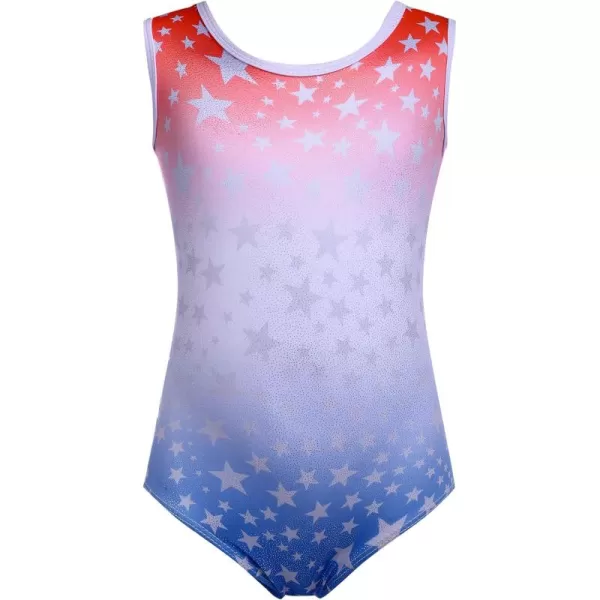 Arshiner Kid Girls Sleeveless Gymnastics Leotards Shiny Sparkle Stars One Piece Ballet Dance Outfit