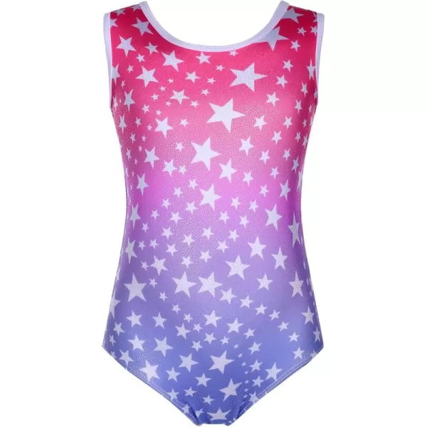 Arshiner Kid Girls Sleeveless Gymnastics Leotards Shiny Sparkle Stars One Piece Ballet Dance Outfit