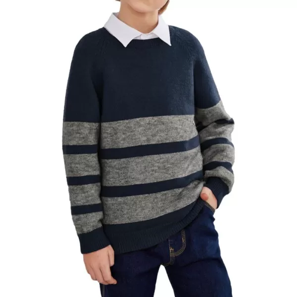 Arshiner Kids Boys Pullover Crewneck Sweater Long Sleeve Knit Stripe Casual Sweater for 5-13Years